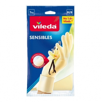 2 Guantes Satinados de Látex Vileda Universal M - Beige