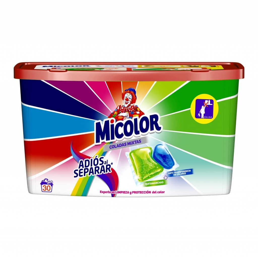 Detergente En Cápsulas Coladas Mixtas Micolor 30 Lavados.