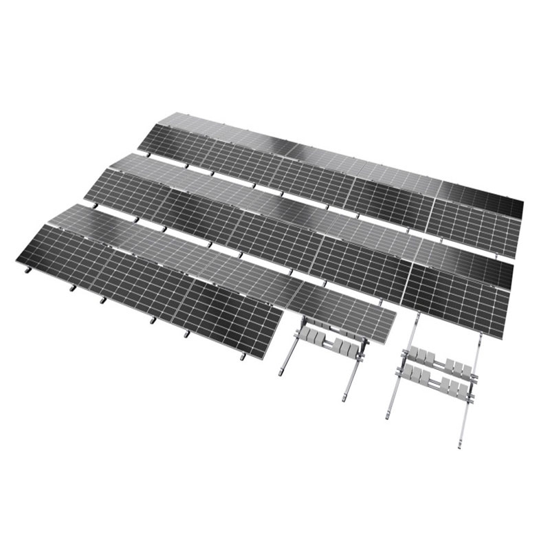 Kit Estructura 2 Paneles Horizontal Para Techo Plano 15º Sistema Con Lastre Orientación Este - Oeste