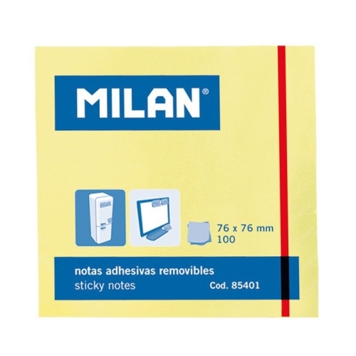 Milan Bloc Notas Adhesivas 100 Hojas 76X76Mm Amarillo - Unidad Minima de Venta 10U.