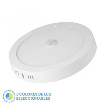 Downlight Superf.Jade 18W 3000K-4000K-6500K Blanco 1620Lm Redondo C/sensor Movimiento Crepuscular 3X22X22 Cm