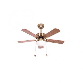 Ventilador Cuero Heracles 5 Aspas Cerezo/nogal 2Xe27 40X107X107 Cm