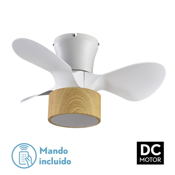 Ventilador Dc 24W Kos Blanco/haya 3 Aspas 60D 6 Vel. 2390Lm 3000-4500-6000K C/remoto, Memoria y Temporizador