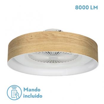 Ventilador Jerte 72W Madera Clara 57,5D 3000-4000-6000K 5Asp 8000Lm Remoto,memori,reg.Int,tempor