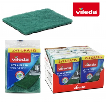 Estropajo Fibra Verde 2+1 Ultrafresh Vileda