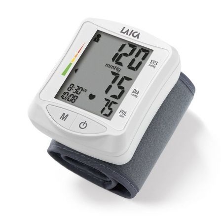 Tensiometro de Muñeca Laica Bm1006 - Gran Pantalla Lcd - Mide Presión Arterial/frecuencia Cardiaca - 60 Registros Para 2 Personas - Estuche Regalo