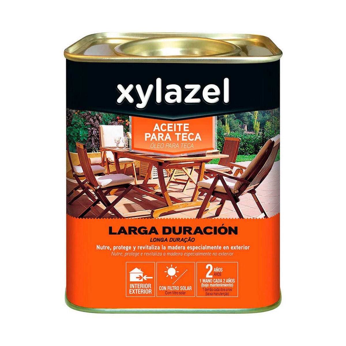 Aceite Para Teca Xylazel Larga Duración Nogal 750 Ml Mate