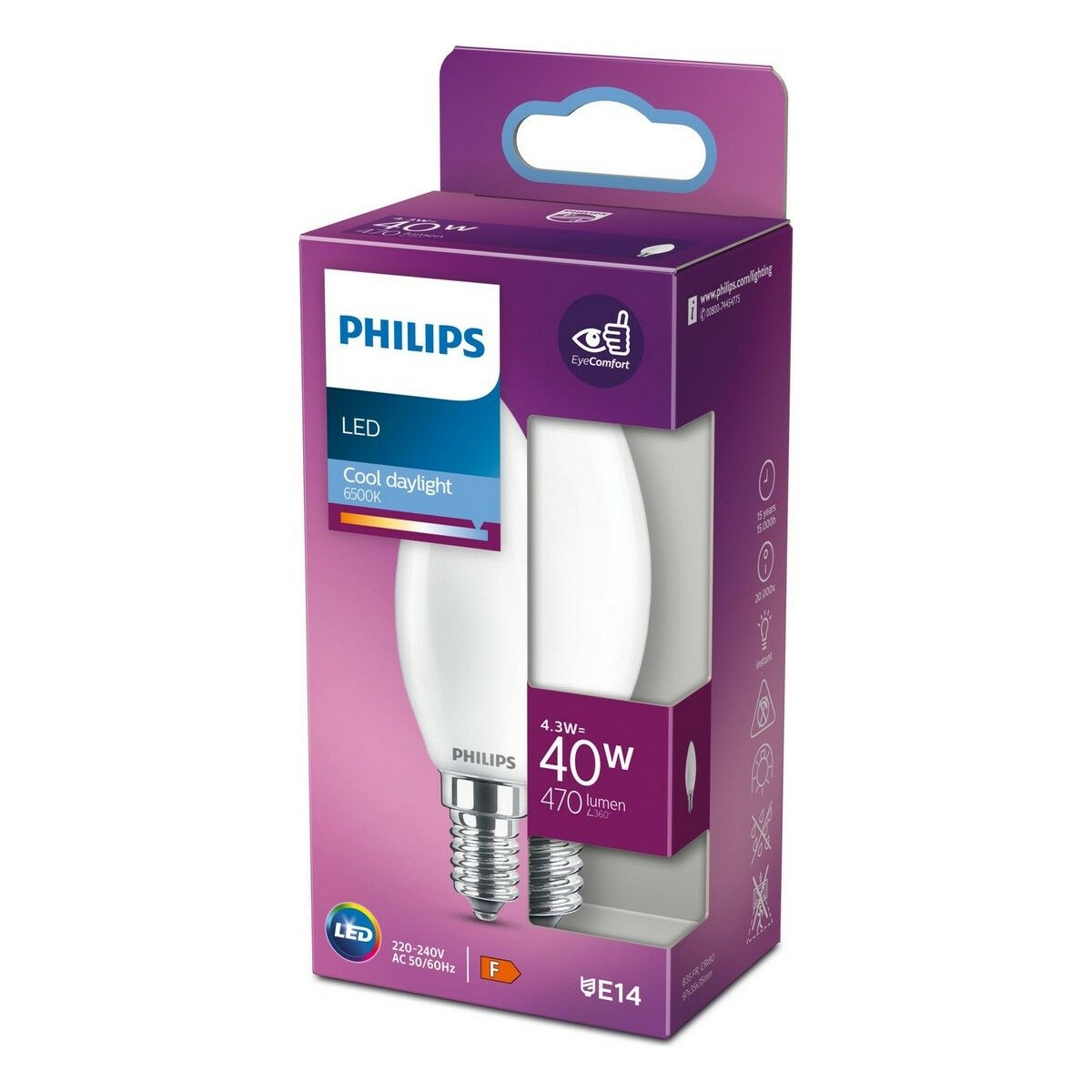 Bombilla Led Philips 3,5 X 9,7 Cm E14 470 Lm 4,3 W (6500 K)