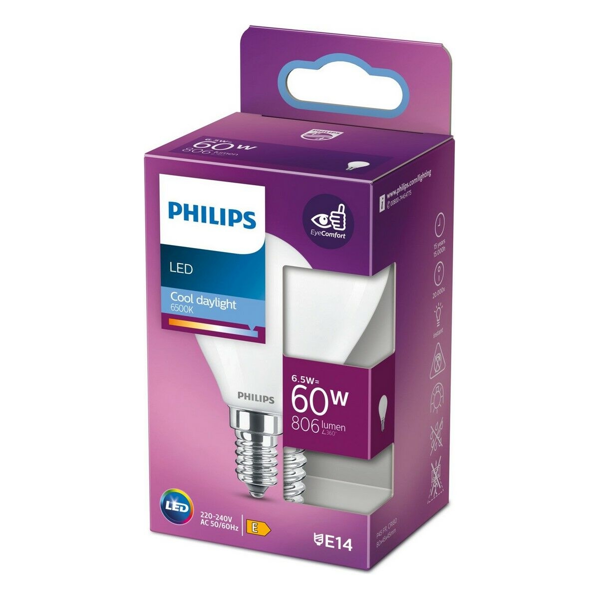 Bombilla Led Philips E14 e 6,5 W 806 Lm ø 4,5 X 8 Cm (6500 K)