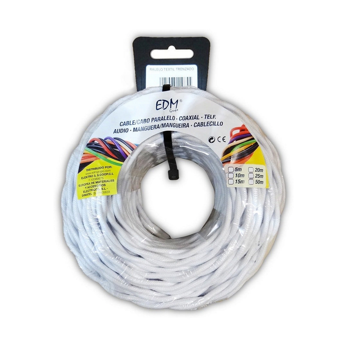 Cable Edm 2 X 1 Mm Blanco 25 M