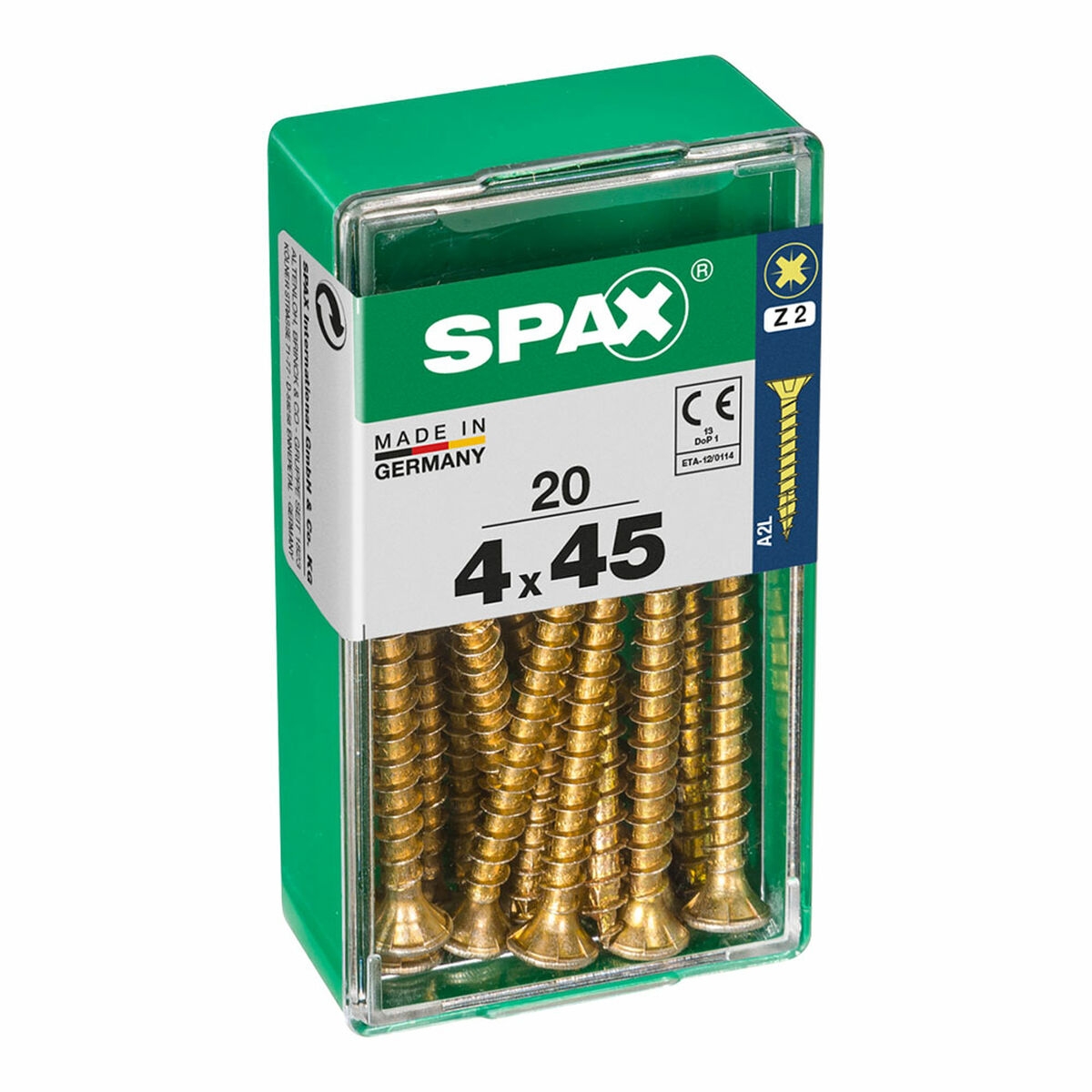 Caja de Tornillos Spax 4081020400451 Tornillo de Madera Cabeza Plana (4 X 45 Mm) (4,0 X 45 Mm)