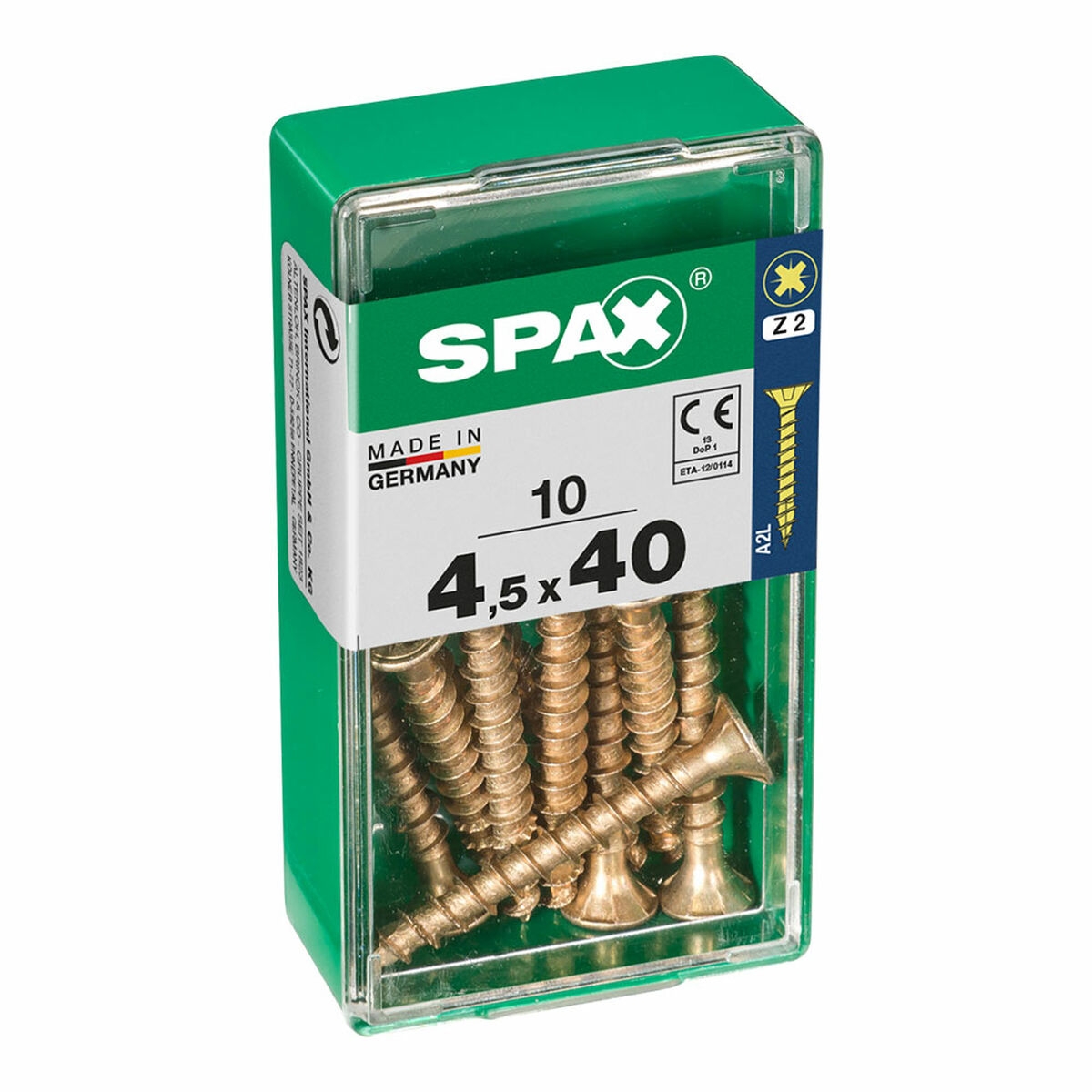 Caja de Tornillos Spax 4081020450401 Tornillo de Madera Cabeza Plana (4,5 X 40 Mm)