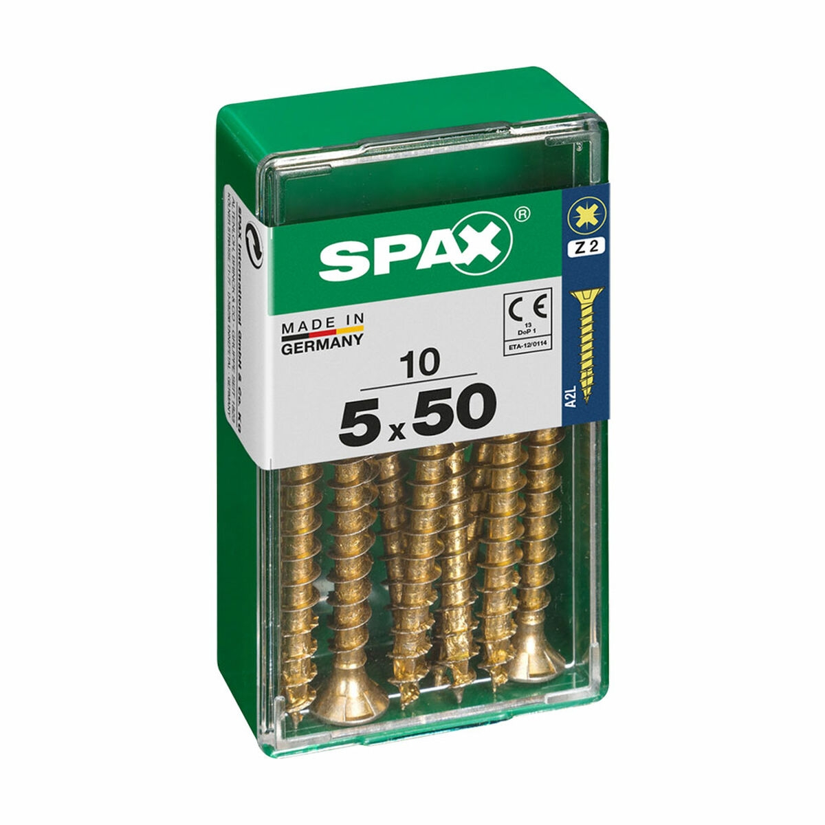 Caja de Tornillos Spax 4081020500501 Tornillo de Madera Cabeza Plana (5 X 50 Mm) (5,0 X 50 Mm)