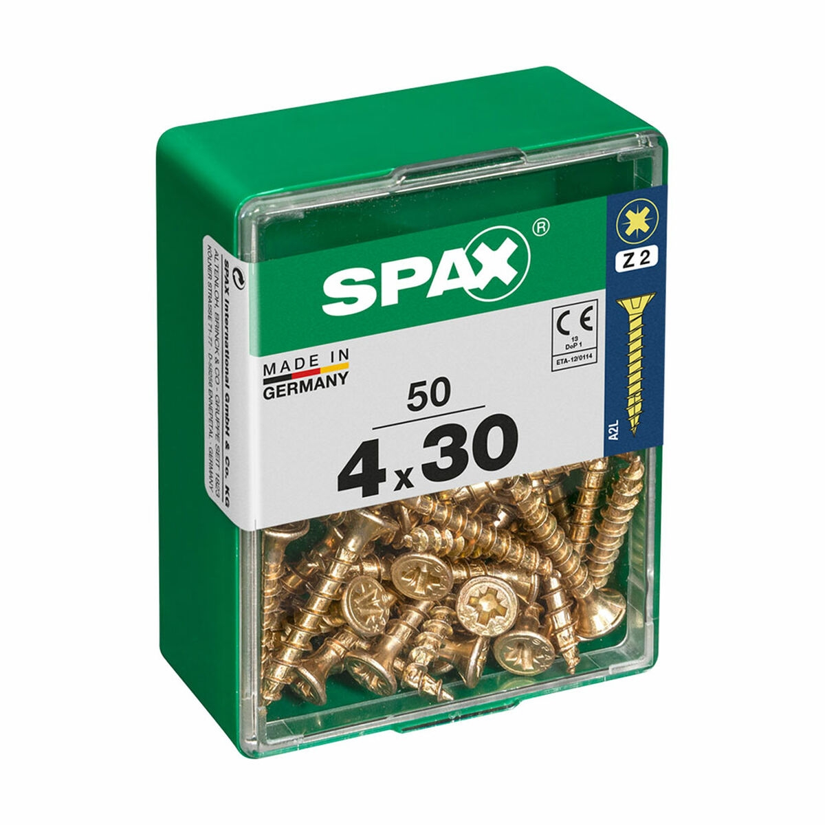 Caja de Tornillos Spax Tornillo de Madera Cabeza Plana (4 X 30 Mm) (4,0 X 30 Mm)