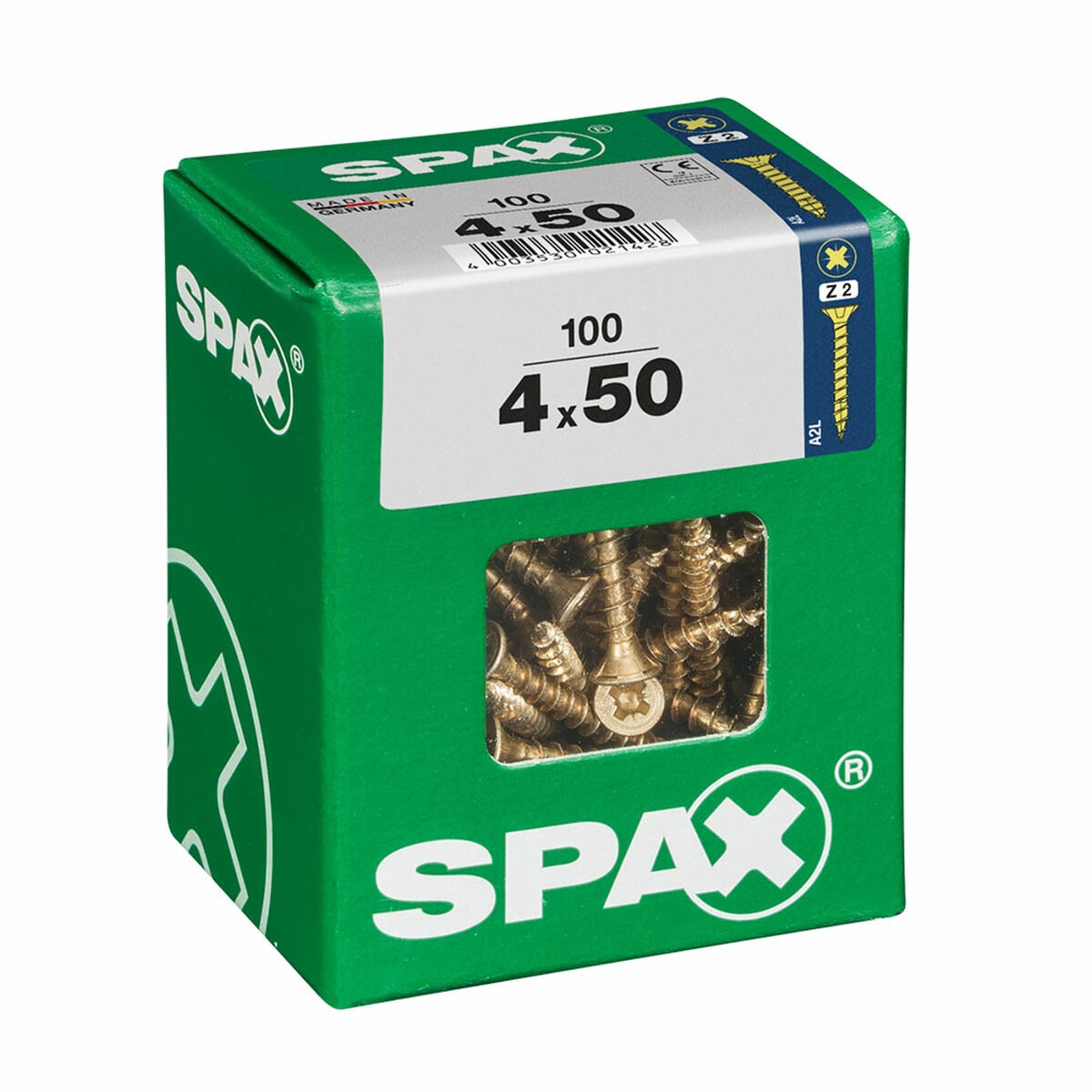 Caja de Tornillos Spax Tornillo de Madera Cabeza Plana (4 X 50 Mm) (4,0 X 50 Mm)