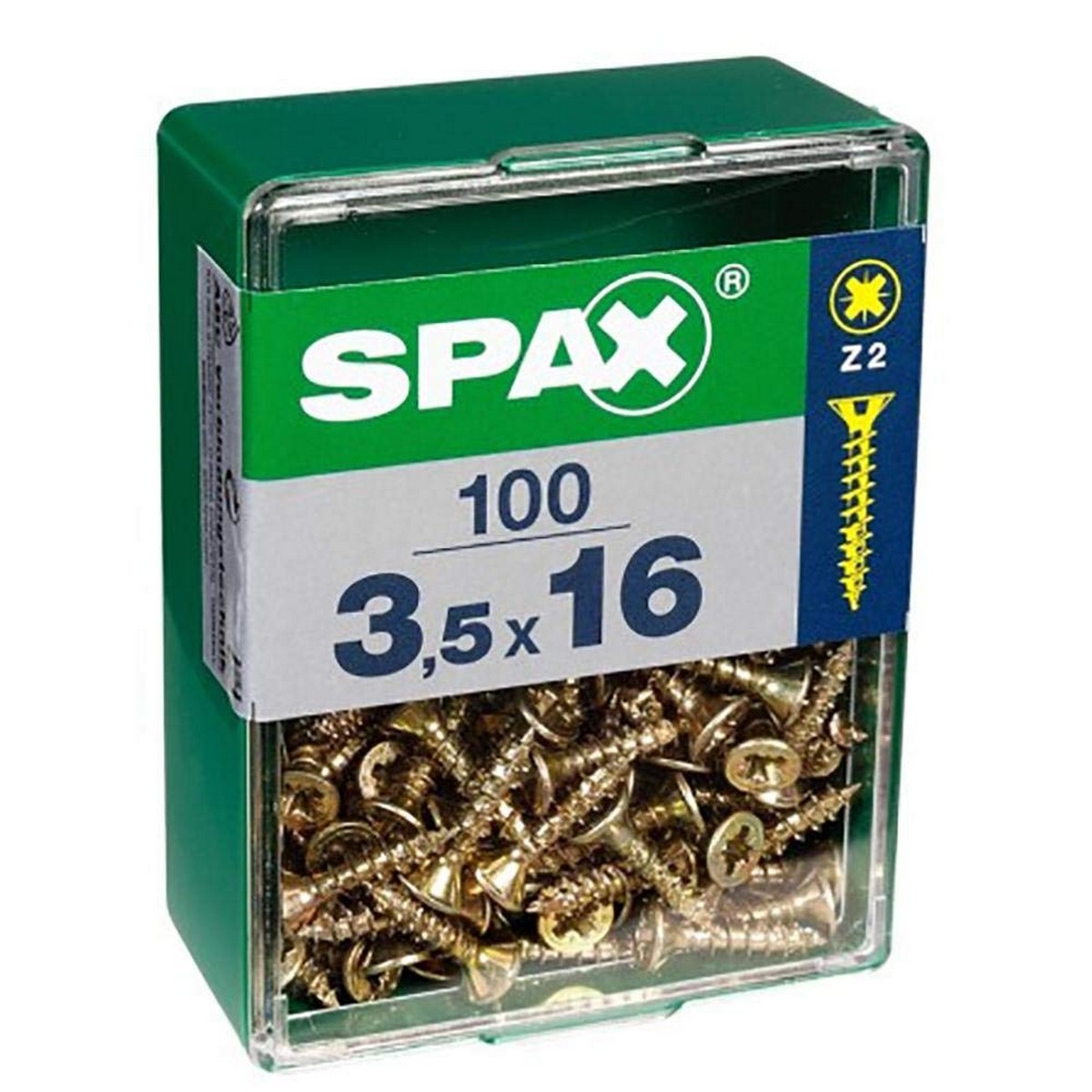 Caja de Tornillos Spax Yellox Madera Cabeza Plana 150 Piezas (2 X 10 Mm)