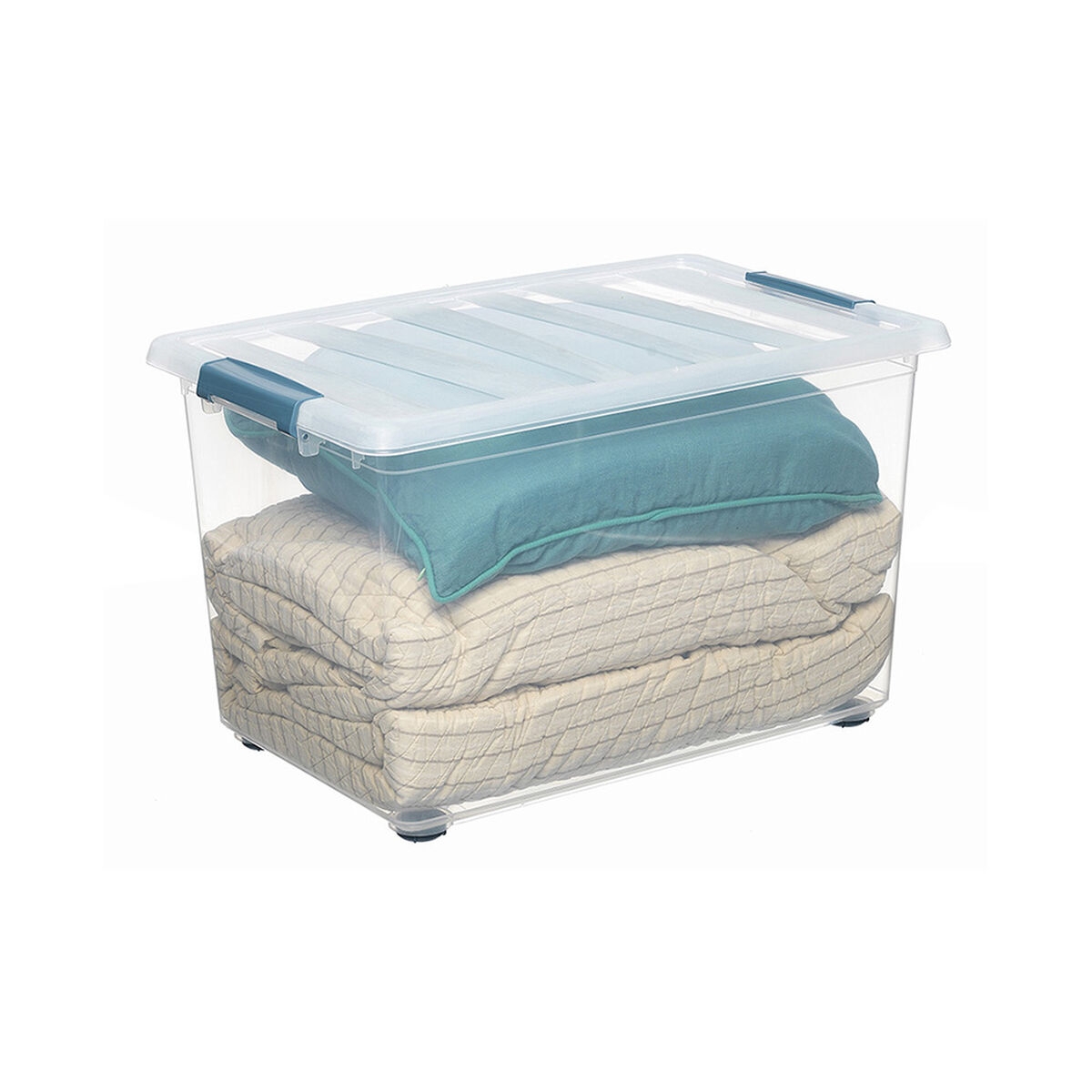 Caja Multiusos Domopak Living Katla Con Ruedas Con Asas Transparente 57 L (59 X 39 X 36,5 Cm)