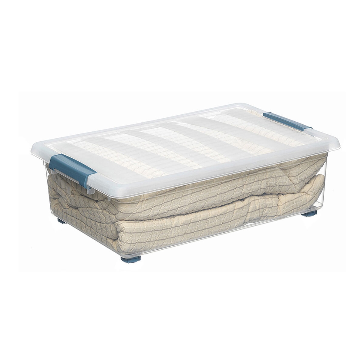 Caja Multiusos Domopak Living Katla Con Ruedas Con Asas Transparente 28 L (59 X 39 X 18,5 Cm)