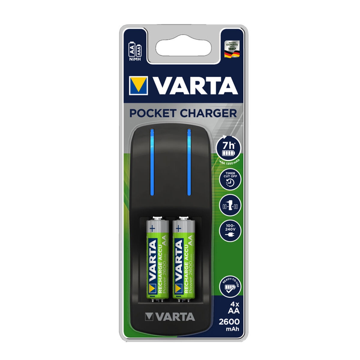 Cargador de Pilas Varta Pocket 2 Pilas Aa/aaa