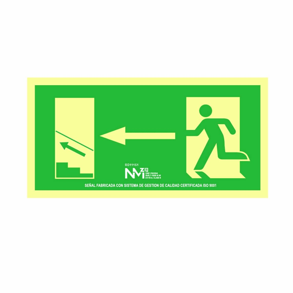 Cartel Normaluz Evacuación Escalera Arriba Izquierda Pvc (32 X 16 Cm)