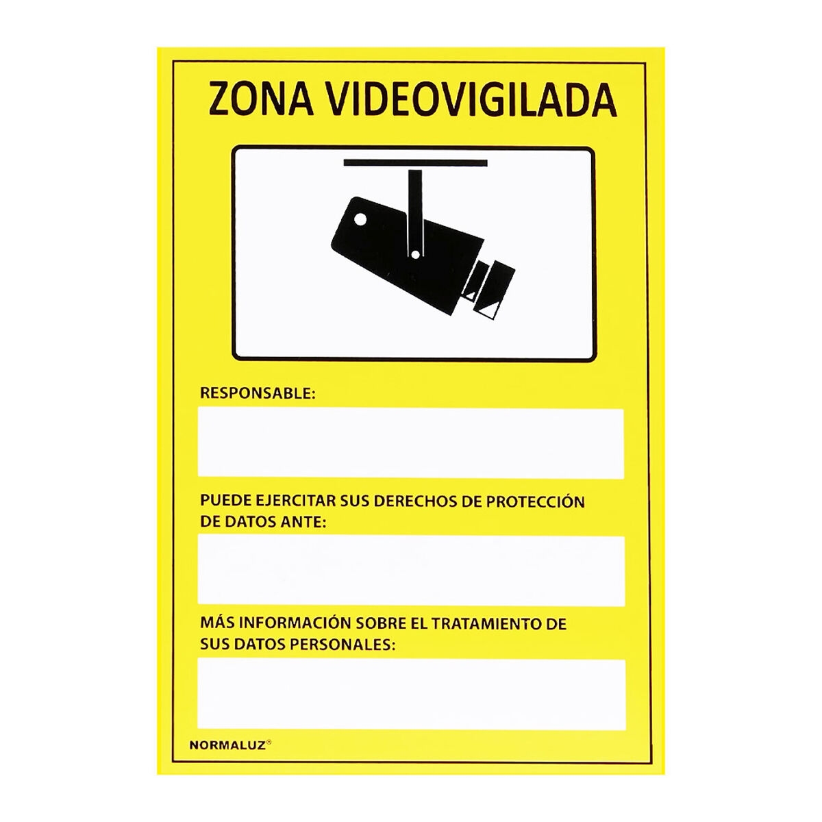 Cartel Normaluz Zona Videovigilada Pvc (15 X 20 Cm)