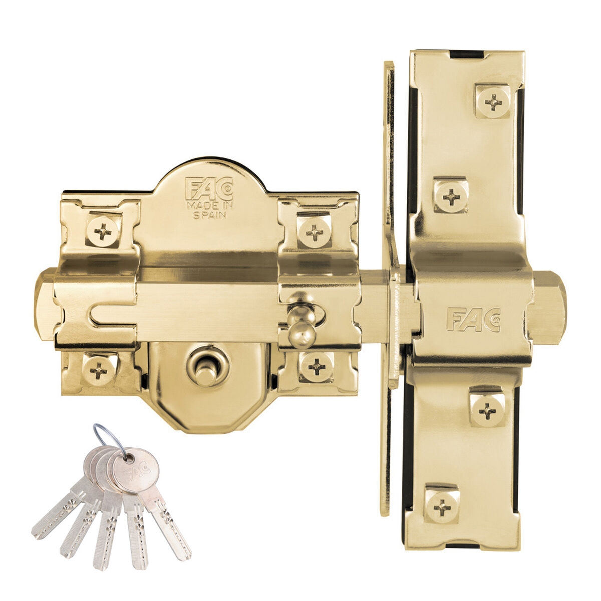 Cerrojo de Seguridad Fac 946-Rp/80 Uve Anti-Bumping Dorado Acero 50 Mm