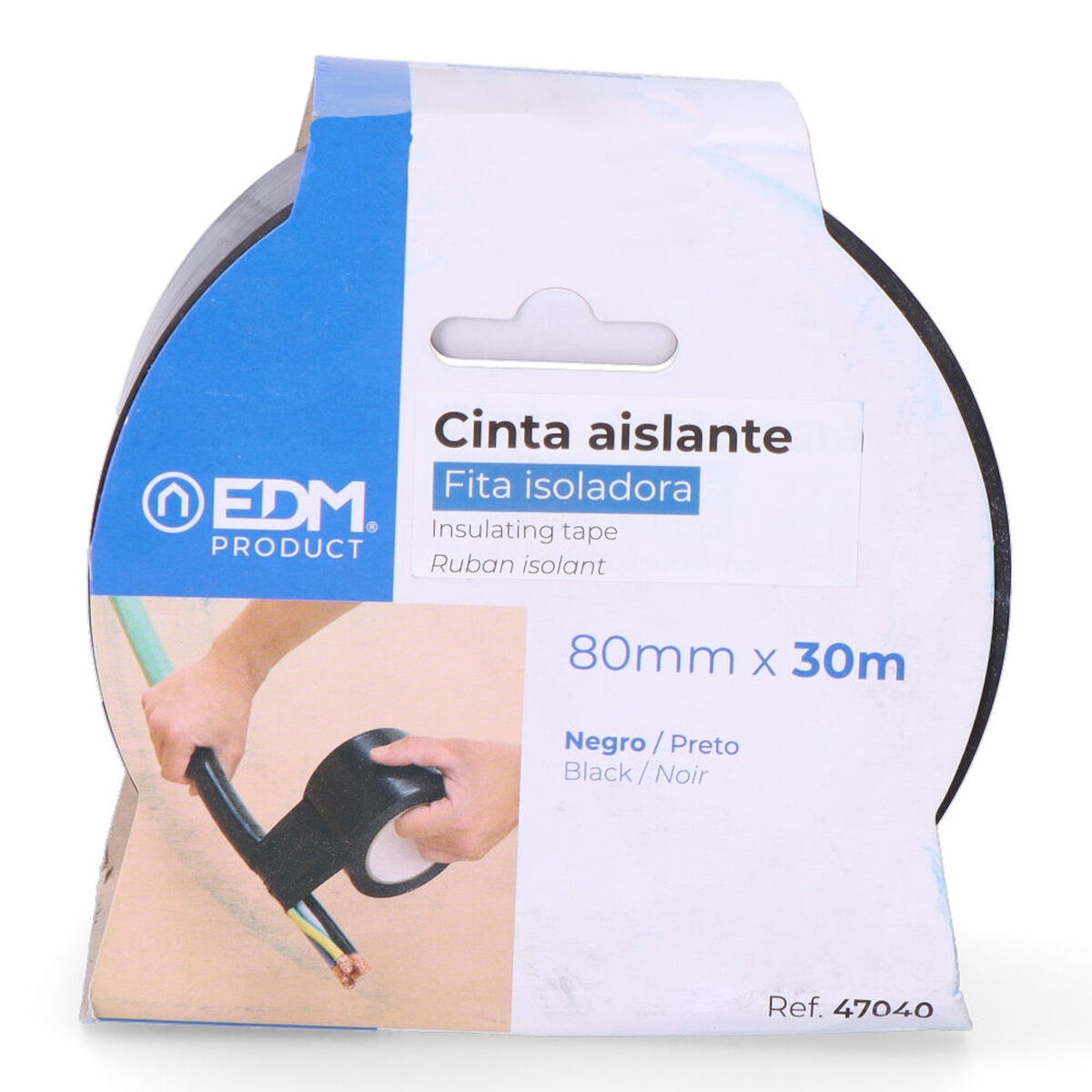 Cinta Aislante Edm 47040 Negro Pvc (30 M X 80 Mm)