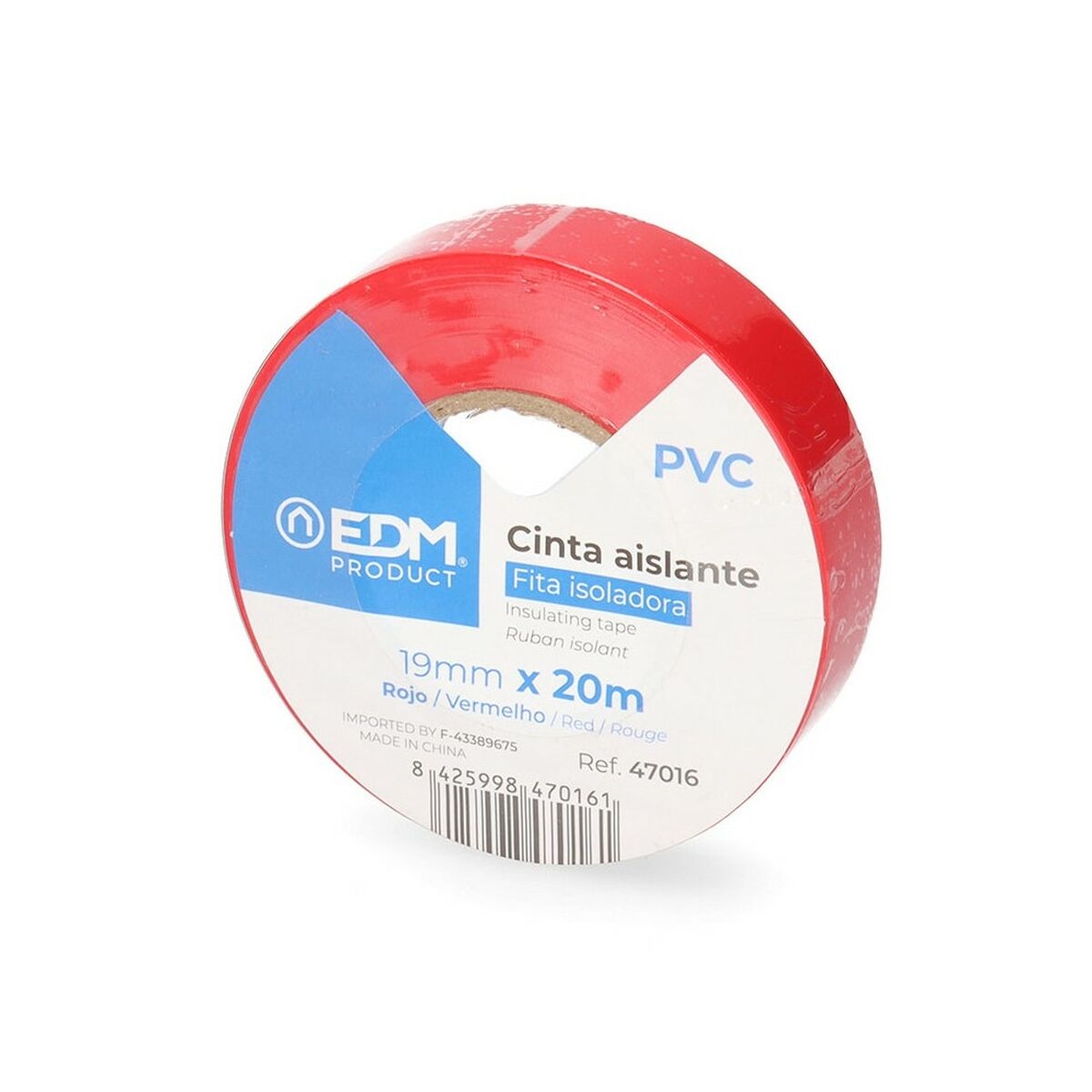 Cinta Aislante Edm Rojo Pvc (20 M X 19 Mm)