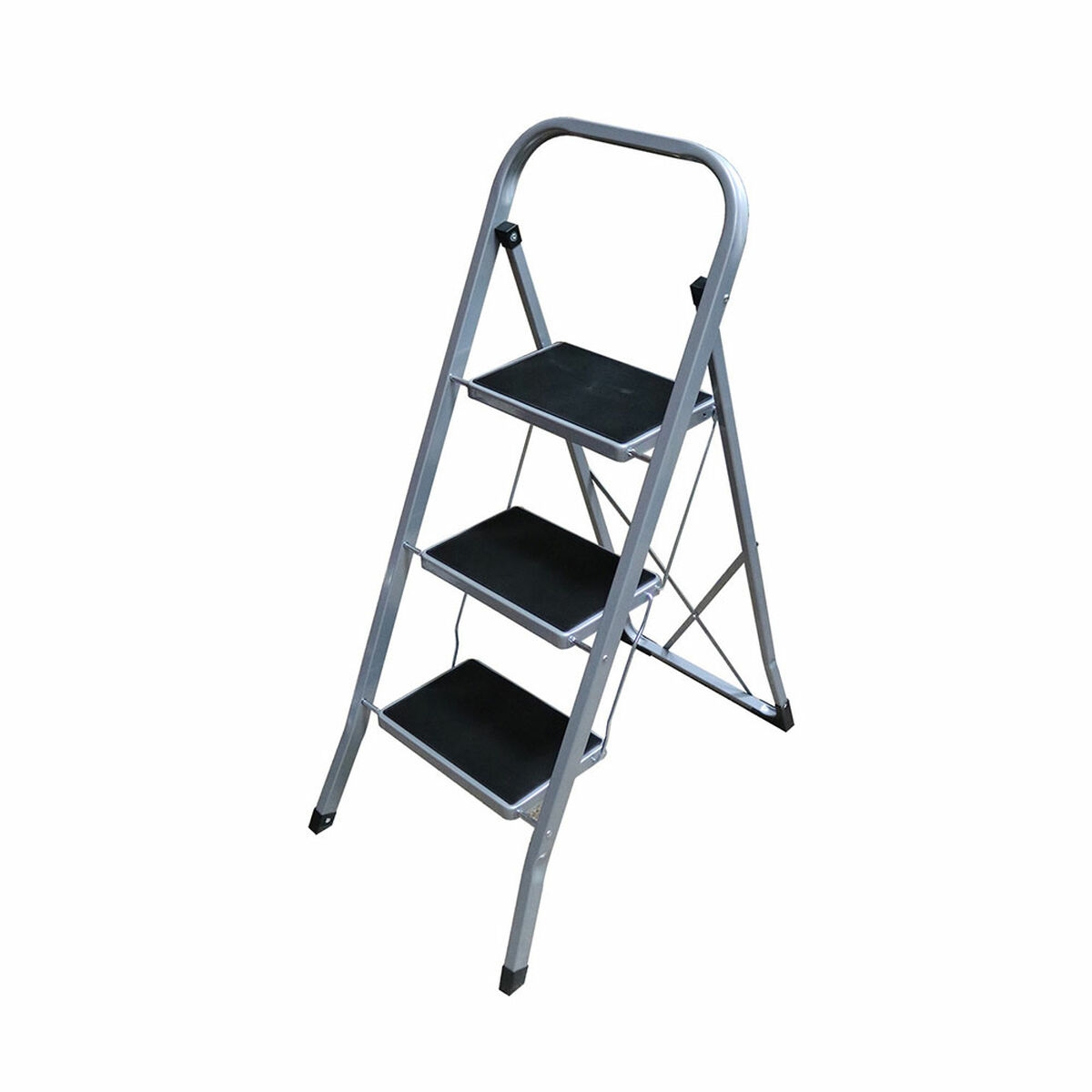 Escalera Plegable de 3 Peldaños Edm Gris Acero (47 X 71 X 105 Cm)