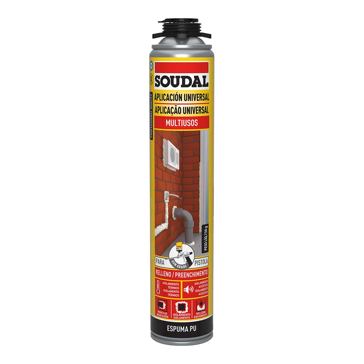 Espuma Soudal Classic 115798 Poliuretano Pistola Beige 750 Ml