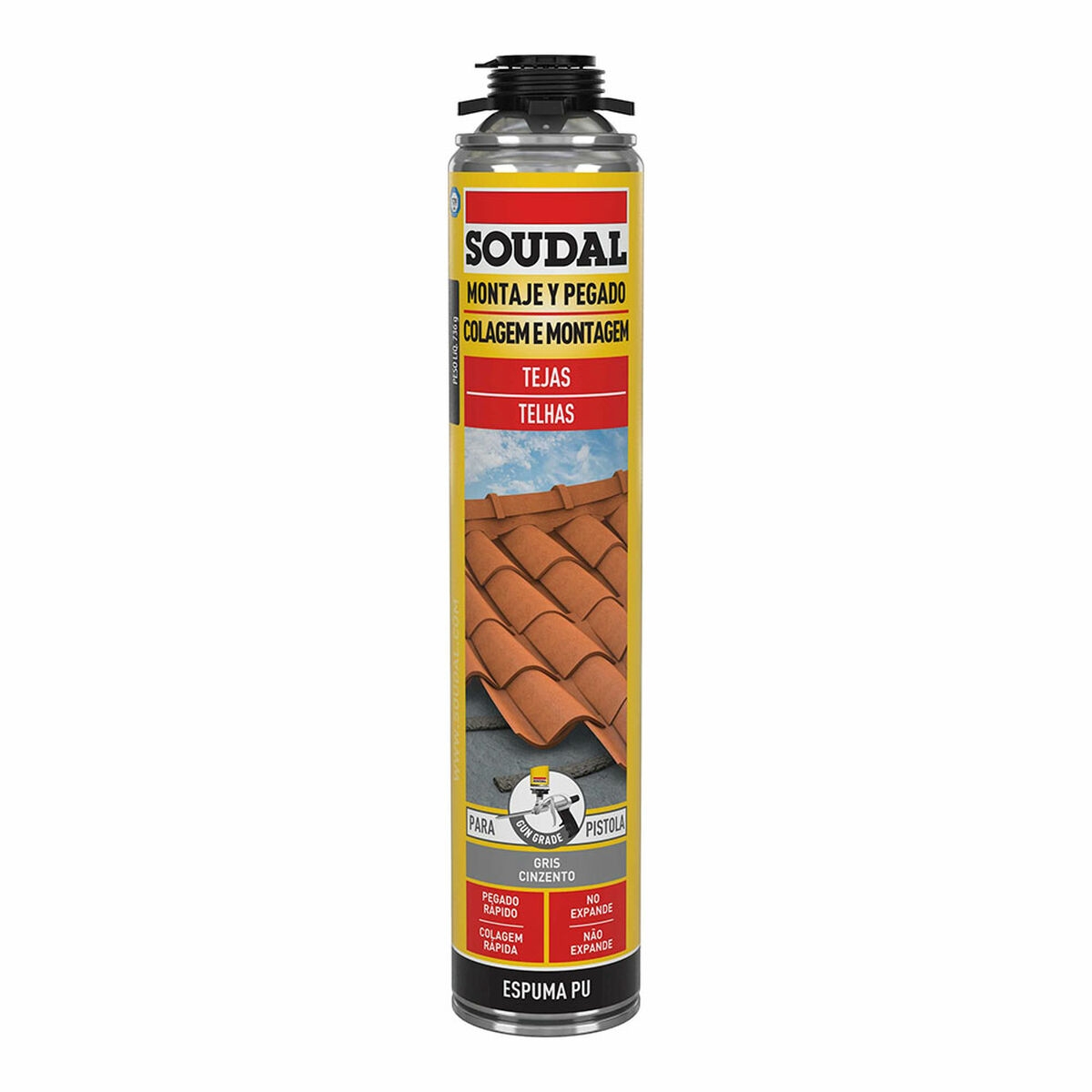 Espuma Soudal Poliuretano Pistola Tejado Gris 750 Ml