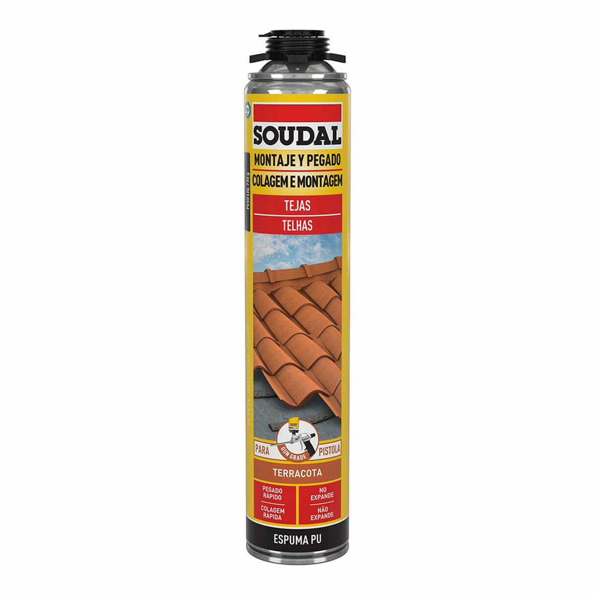 Espuma Soudal Poliuretano Pistola Tejado Rojo 750 Ml