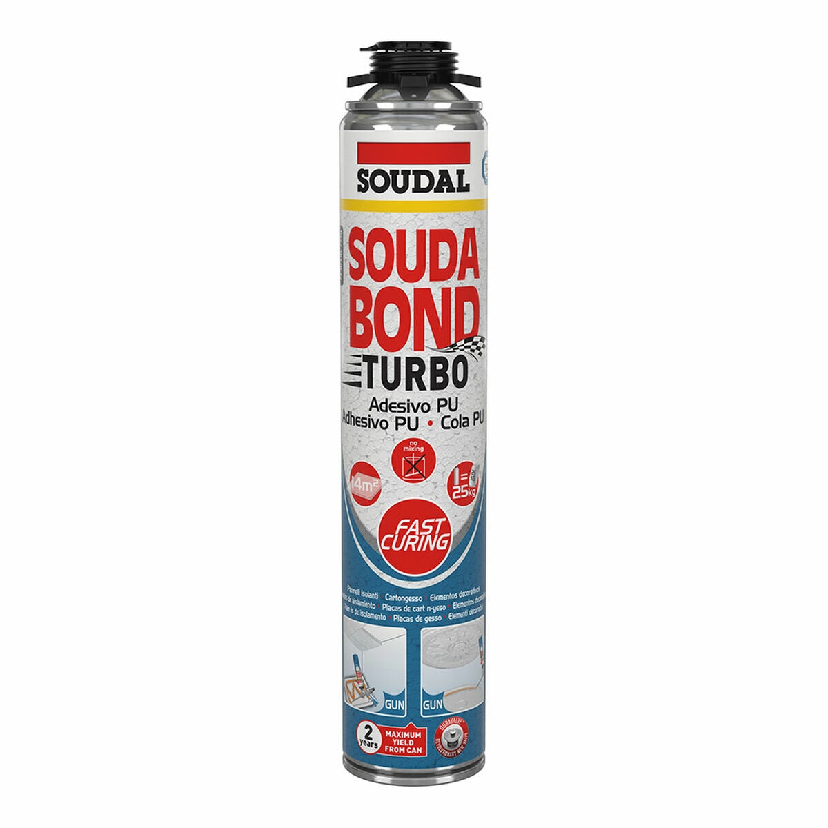 Espuma Soudal Soudabond Turbo Poliuretano Pistola 750 Ml