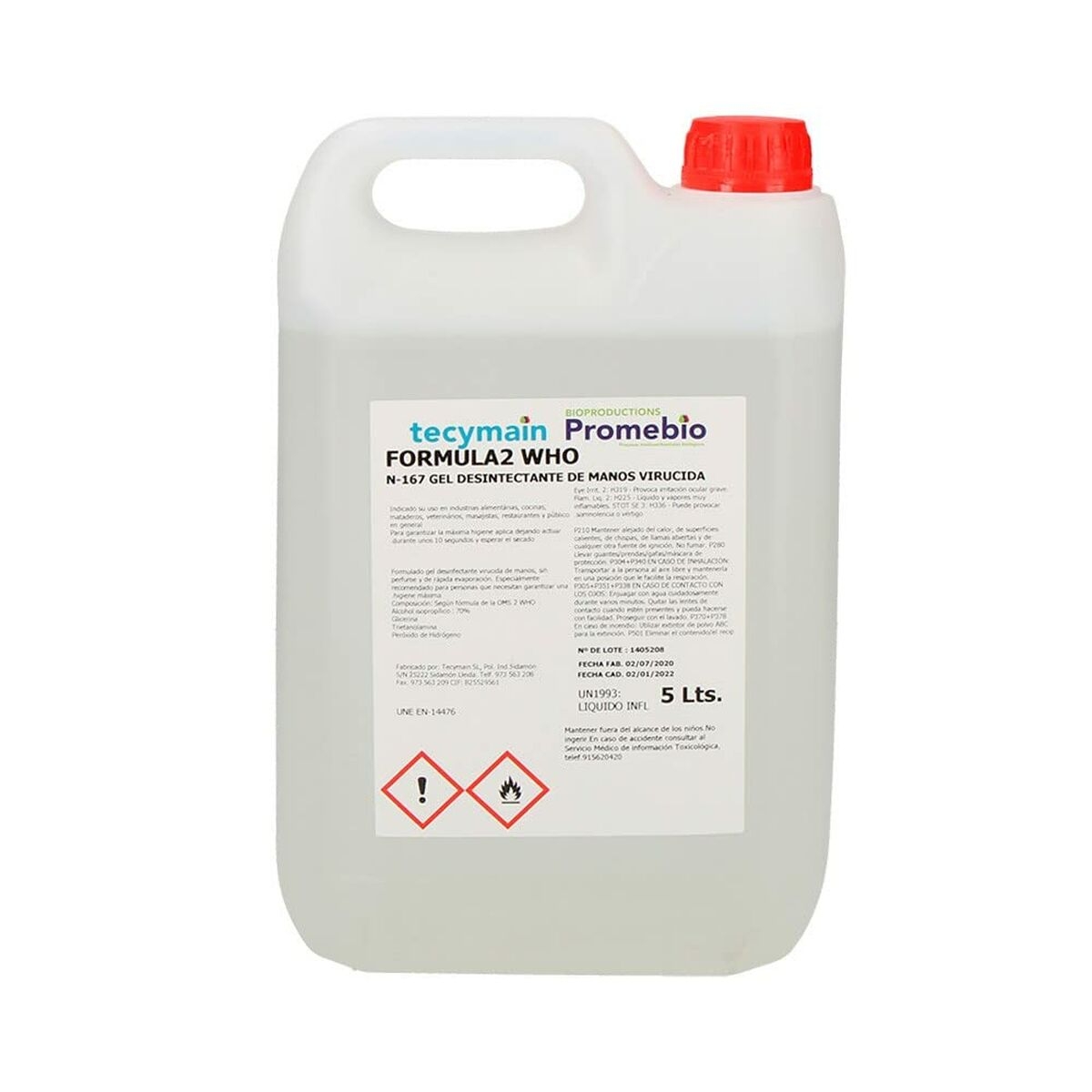 Gel Hidroalcohólico Tecymain (5 L)