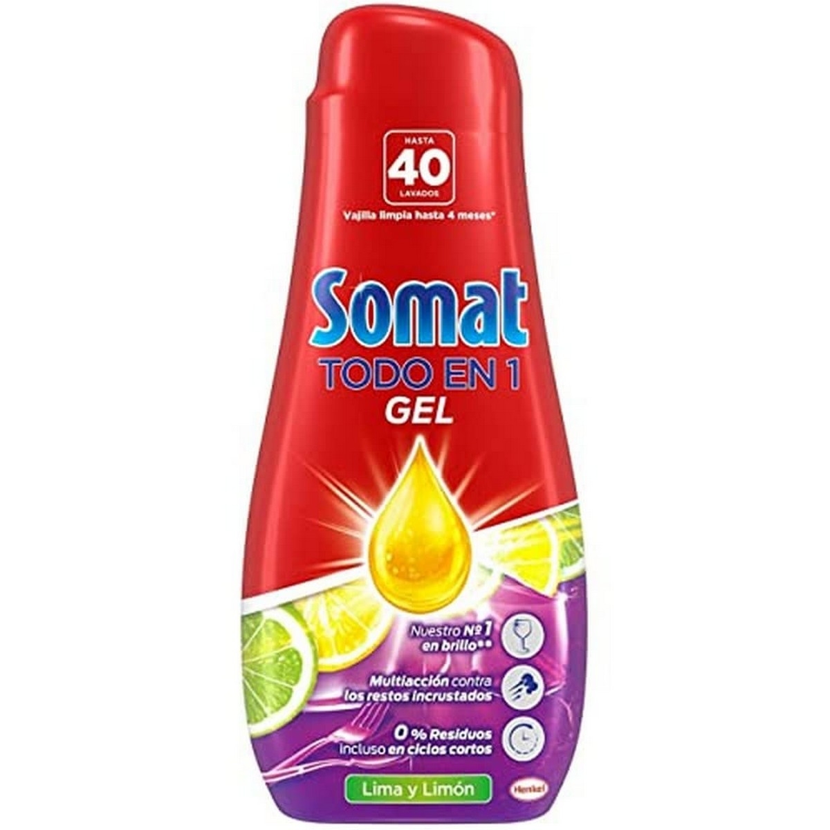 Gel Lavavajillas Somat Limón 720 Ml Todo En Uno 40 Lavados