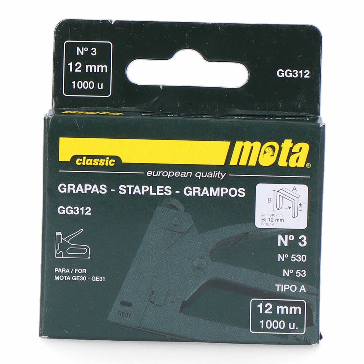 Grapas Mota Gg312 1000 Unidades Nº 3 12 Mm