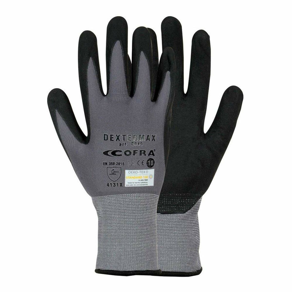 Guantes de Trabajo Cofra Dextermax Gris Nailon Nitrilo