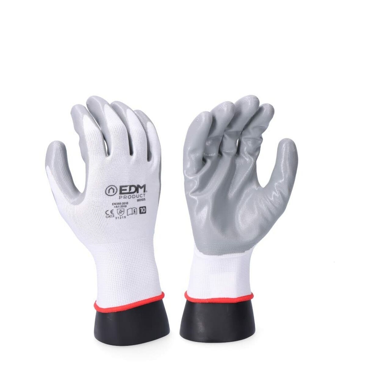 Guantes de Trabajo Edm Poliéster Bricolaje Nitrilo