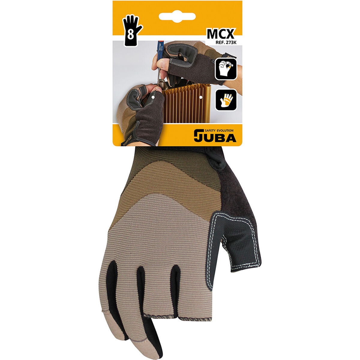 Guantes de Trabajo Juba Mecanix Cut Táctil Spandex Marrón Pvc