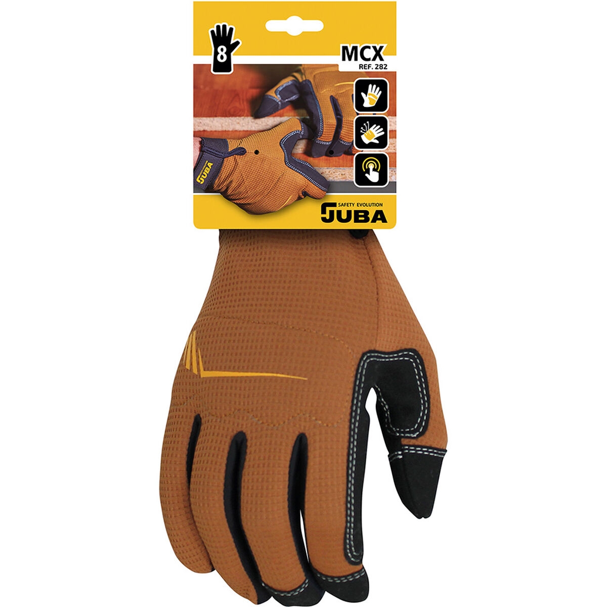 Guantes de Trabajo Juba Mecanix Táctil Piel Sintética Marrón Spandex