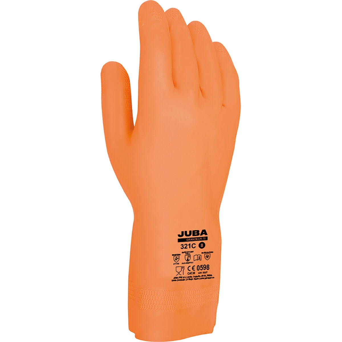 Guantes de Trabajo Juba Naranja Neopreno Látex Flocado