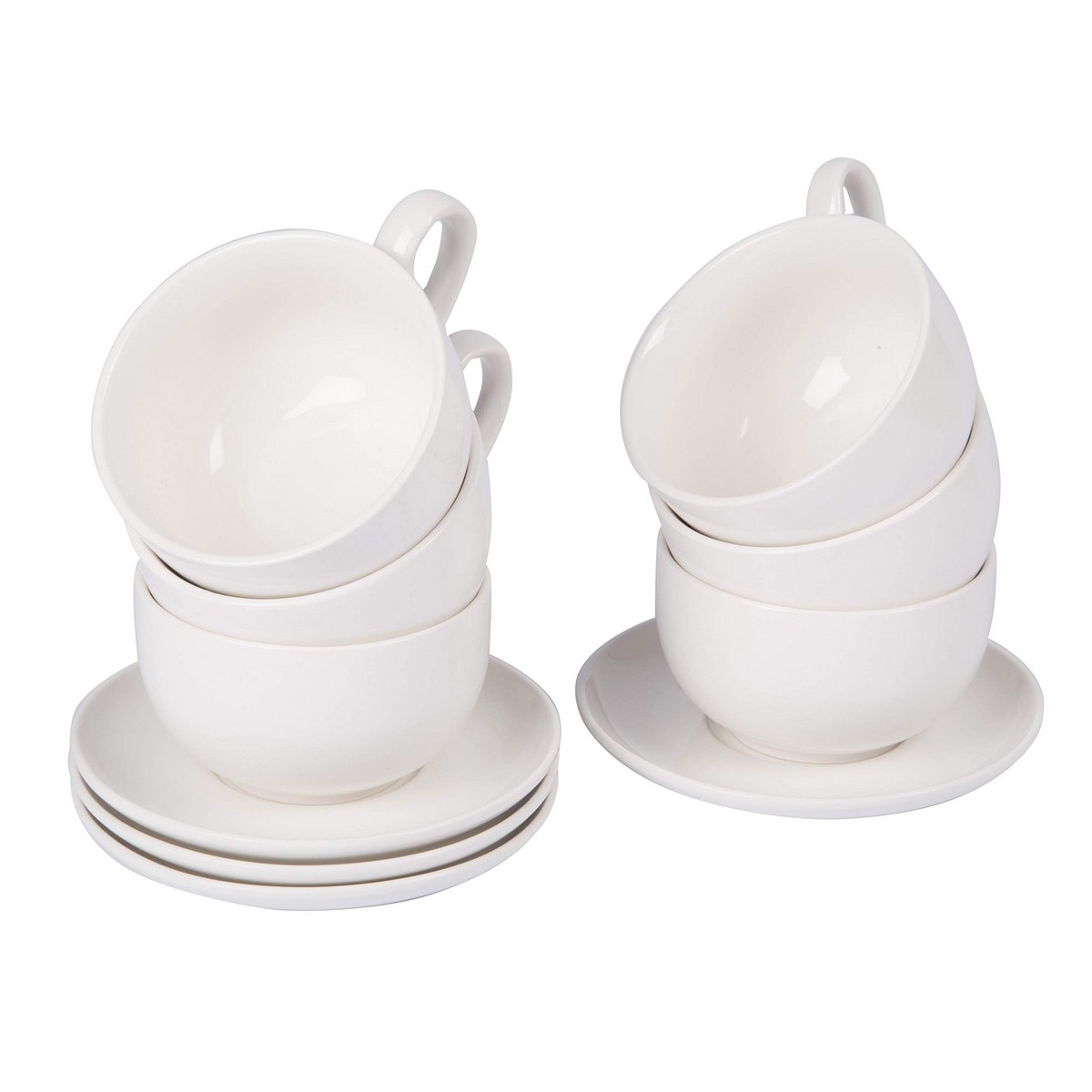 Juego de Tazas Con Platos Alpina 200 Ml Blanco 12 Piezas