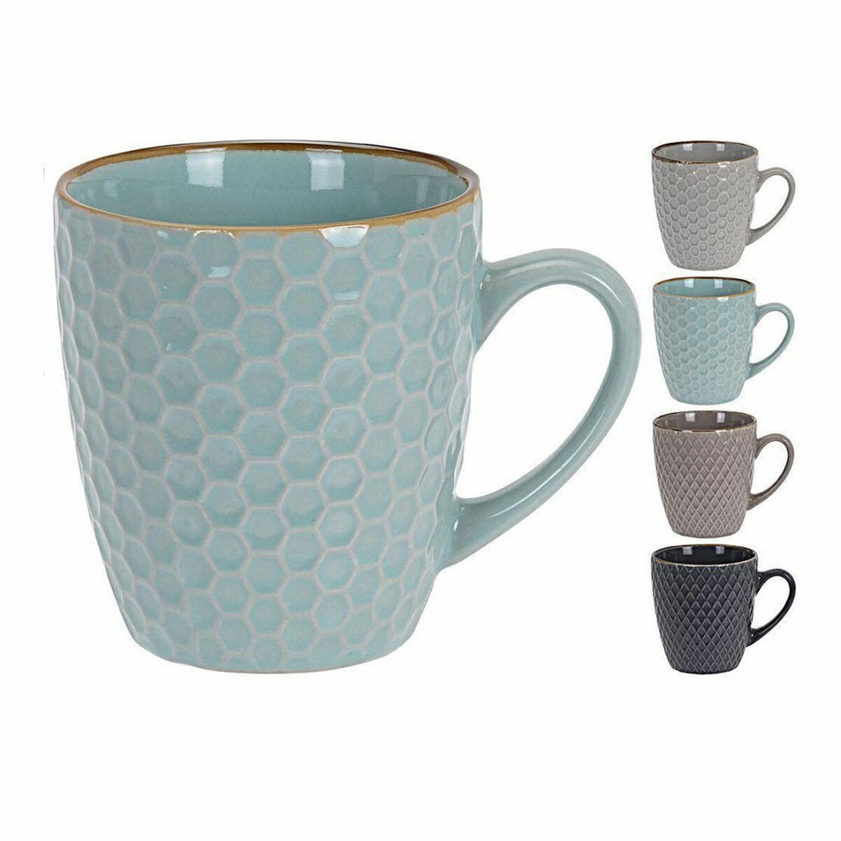 Juego de Tazas de Café Excellent Houseware Geométrico 200 Ml Gres 4 Piezas