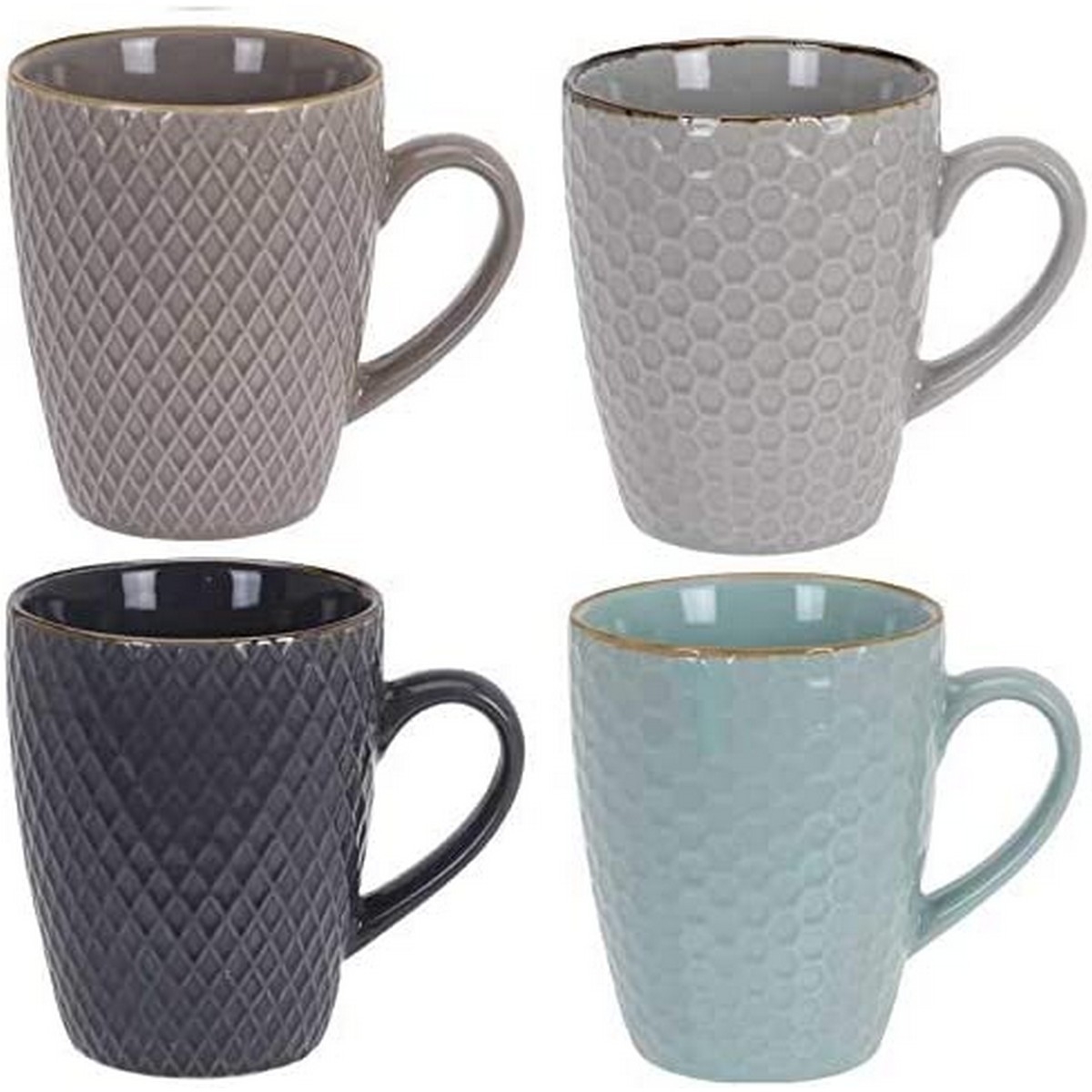 Juego de Tazas de Café Excellent Houseware Geométrico Gres (300 Ml) (4 Piezas)