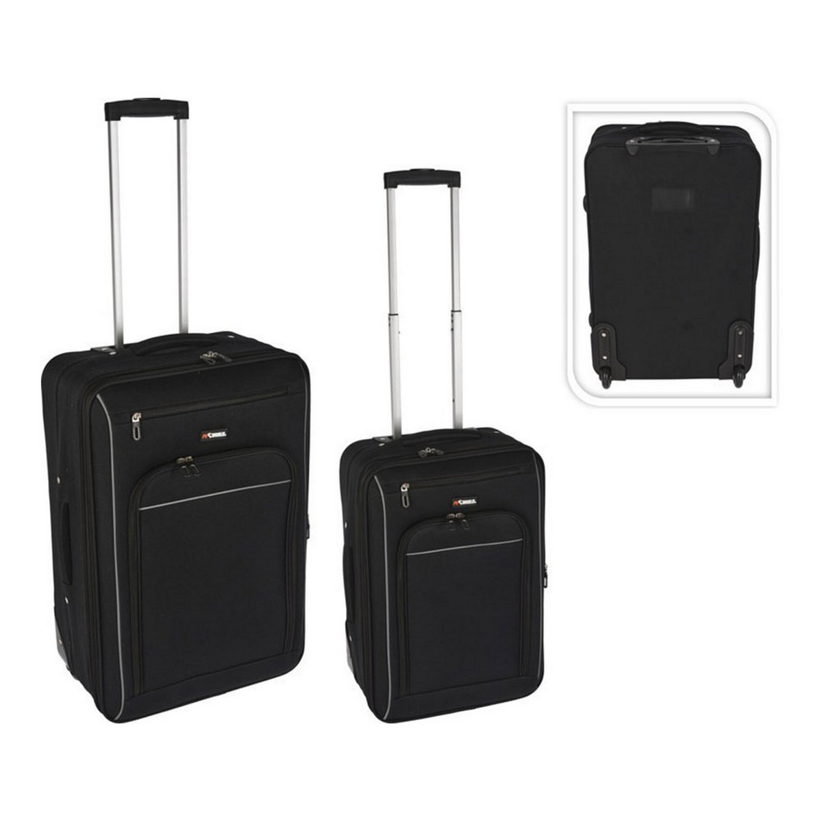 Maleta Set de Viaje Negro Poliéster (2 Piezas)