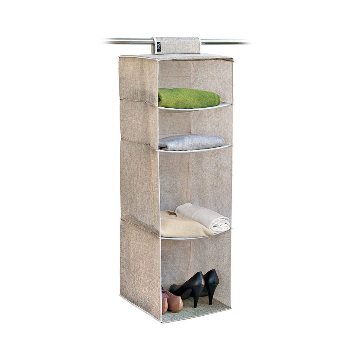 Organizador de Tela Colgante Domopak Living Maison 4 Estantes Beige (33 X 33 X 103 Cm)