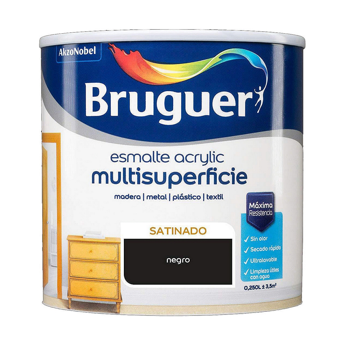 Pintura Acrílica Bruguer Negro Esmalte Acrílico (250 Ml)