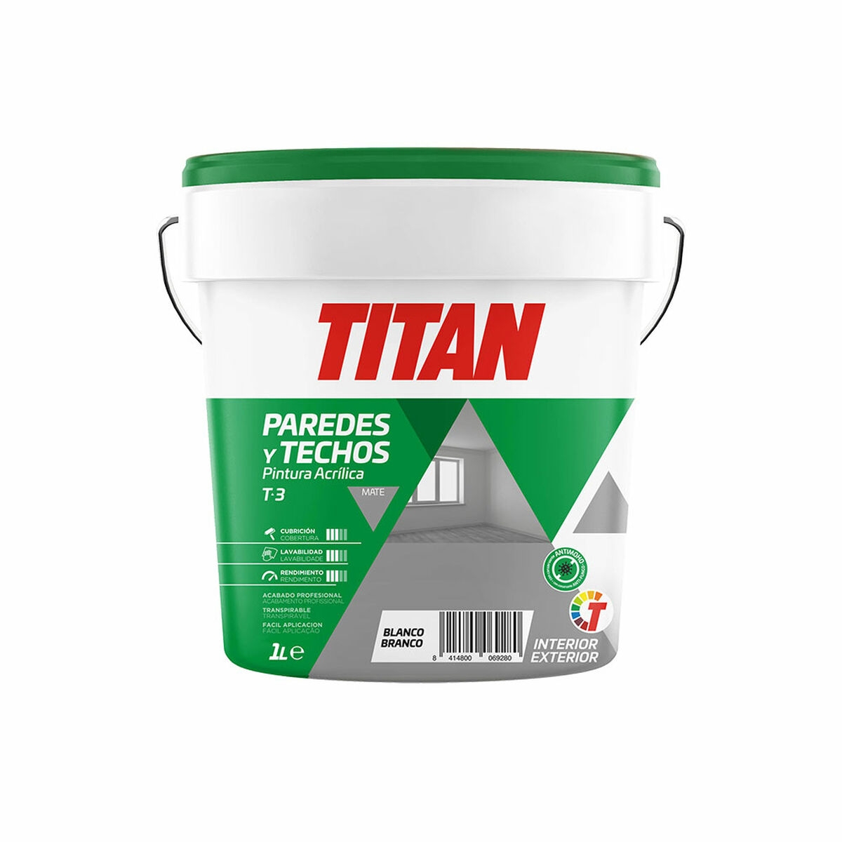 Pintura Acrílica Titan T-3 123000301 Blanco 1 L Pintura Acrílica