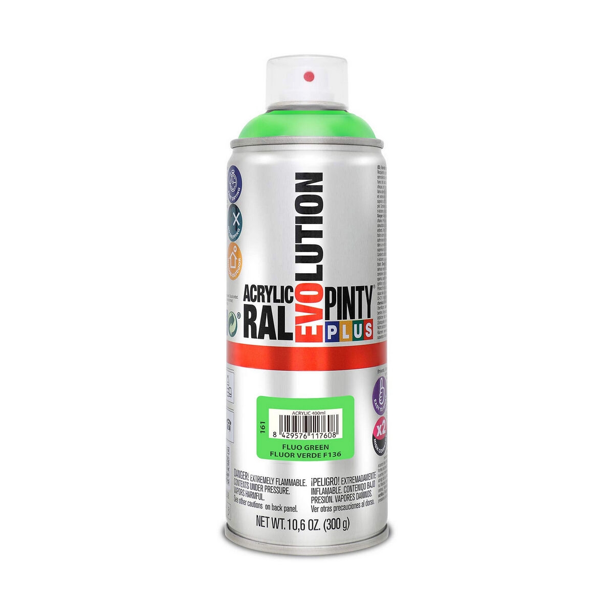 Pintura En Spray Pintyplus Evolution F136 400 Ml Fluorescente Verde