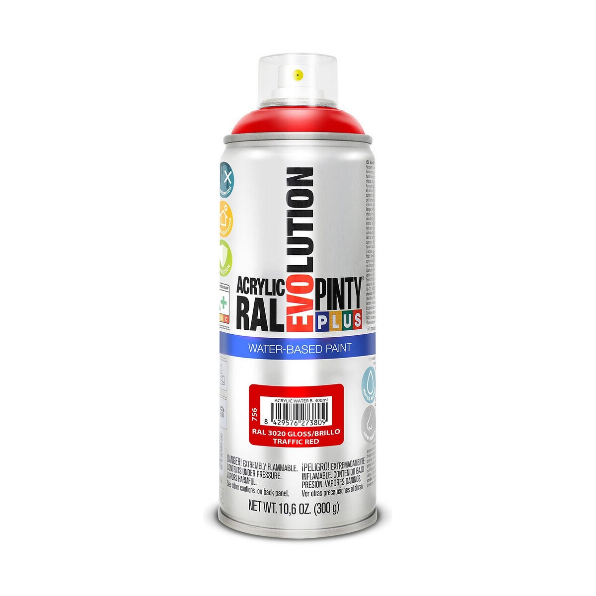 Pintura En Spray Pintyplus Evolution Ral 3020 400 Ml Base de Agua Traffic Red